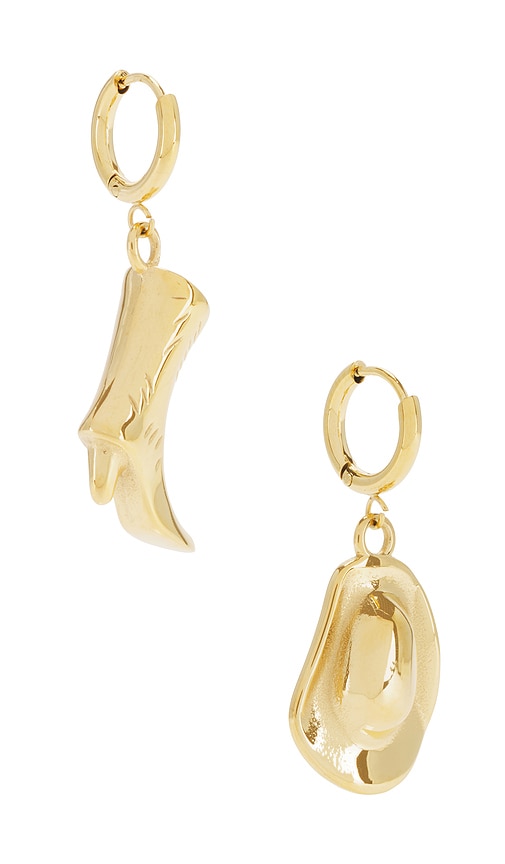 Shop Bracha Giddy Up Earrings In Metallic Gold