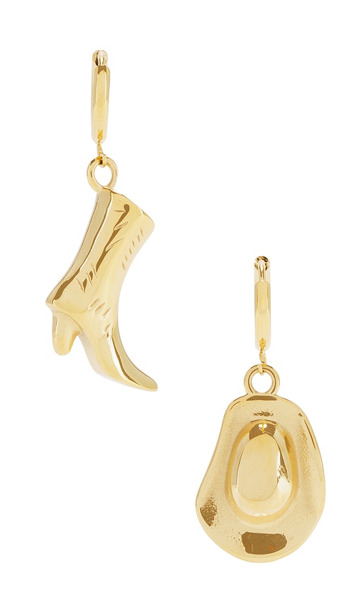 Shop Bracha Giddy Up Earrings In Metallic Gold