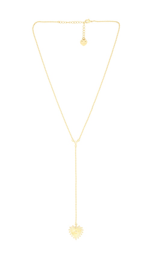 Amara Heart Lariat in Metallic Gold.