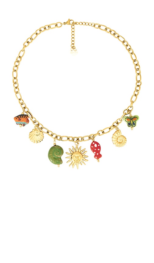 Key Lago Charm Necklace in Metallic Gold.