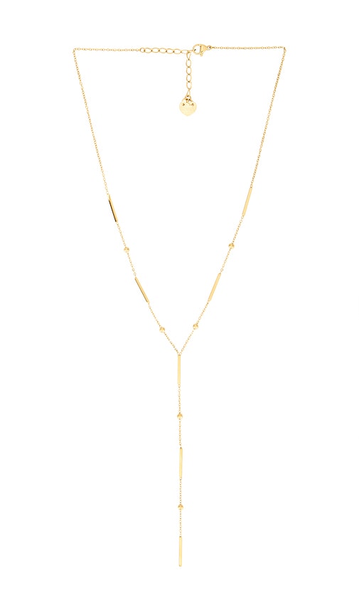 Arlo Lariat Necklace in Metallic Gold.