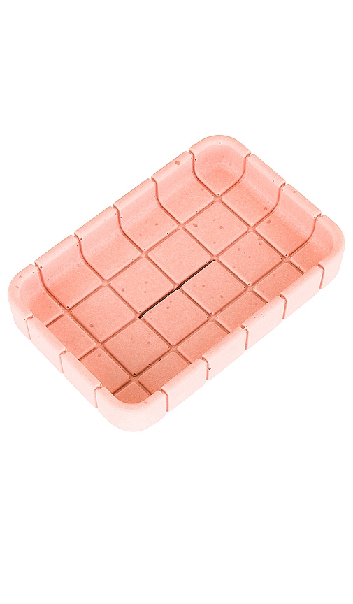 Block Design Tile Soap Dish in Pink.