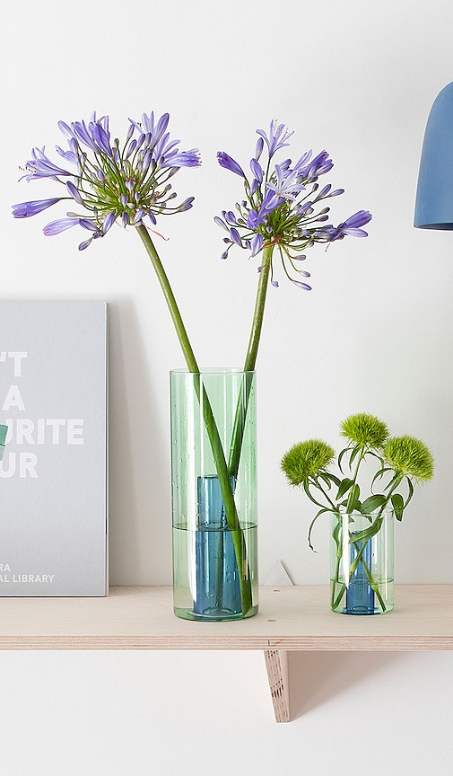 Shop Block Design Large Reversible Glass Vase In Green & Blue