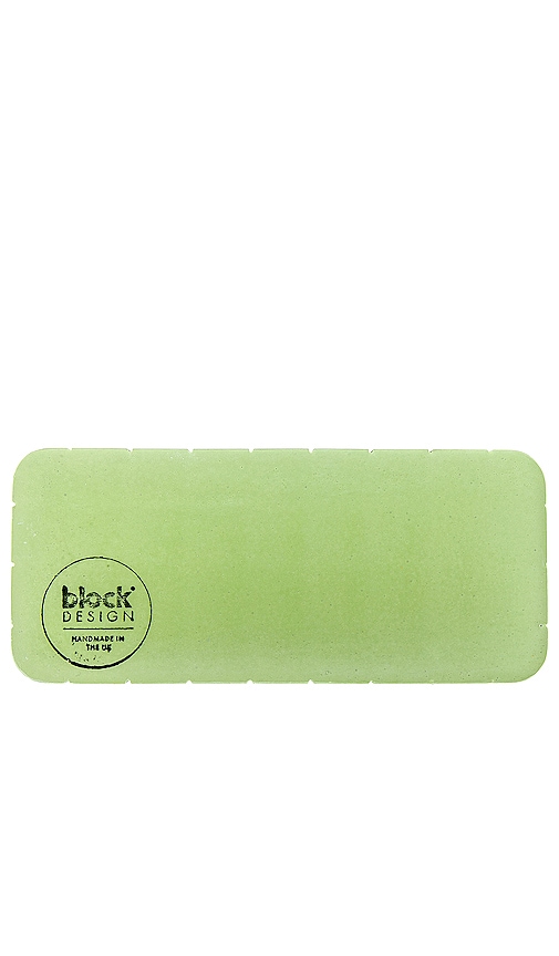  Block Design Tile Oblong Tray In Green. 