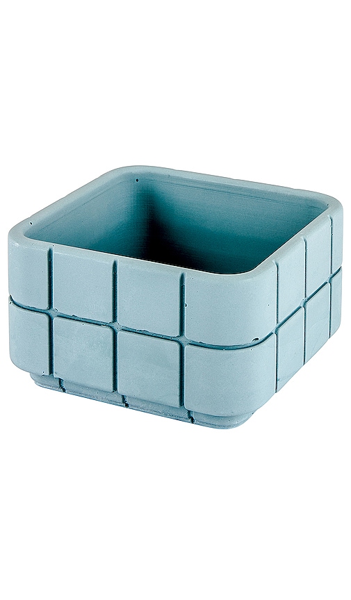 Block Design Tile Square Pot In Steel Blue