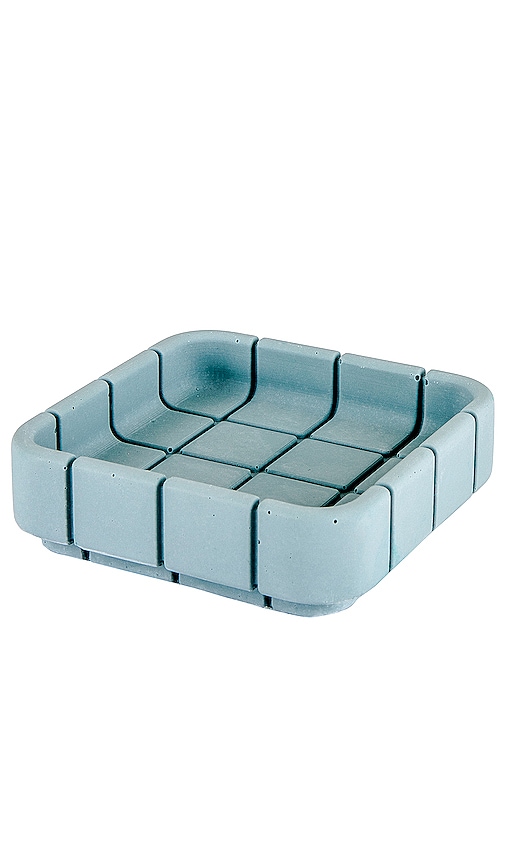 Block Design Tile Square Dish in Blue.