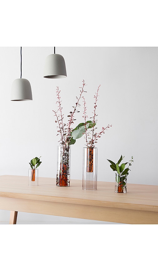  Block Design Large Reversible Glass Vase In Grey. 