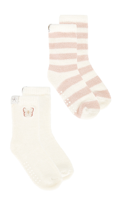 Barefoot Dreams Toddler Butterfly Sock Set In Ivory