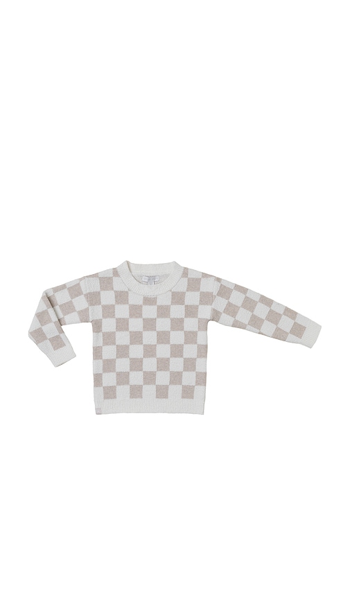 Shop Barefoot Dreams Toddler Cozychic Cotton Checkered Pullover In Oatmeal & Cream