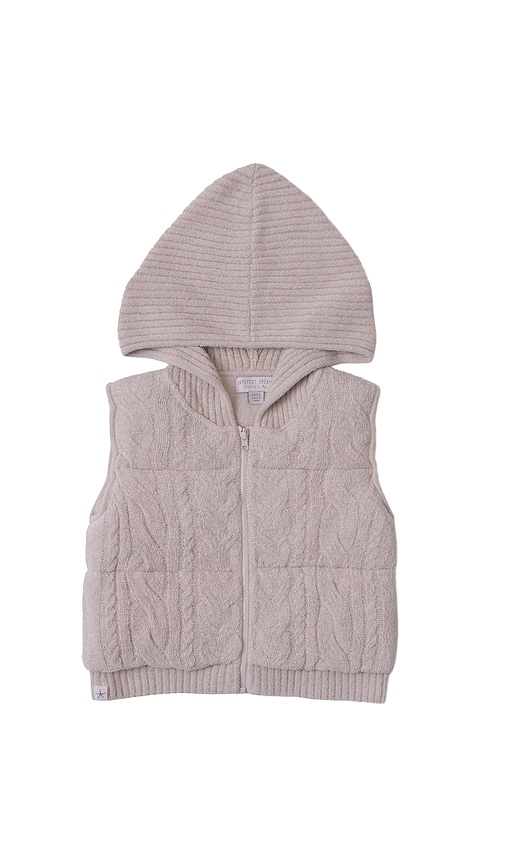 Barefoot Dreams Toddler Cable Puffer Hooded Vest In Pink