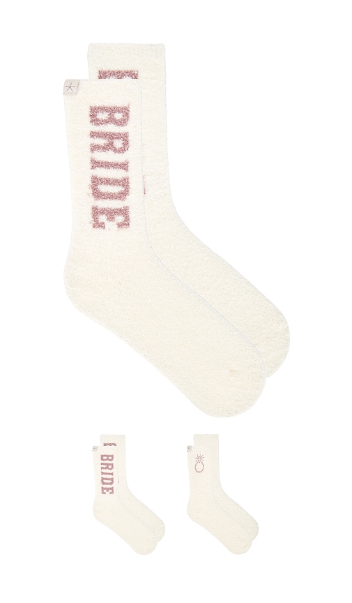 CozyChic Bridal Sock Set in Ivory.