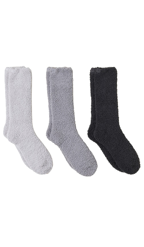 Barefoot Dreams Cozychic 3 Pair Sock Set In Carbon Multi