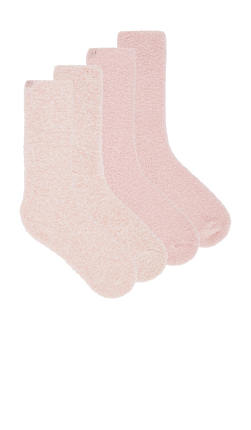 Shop Barefoot Dreams Cozychic 2 Pair Sock Set In Dusty Rose Multi