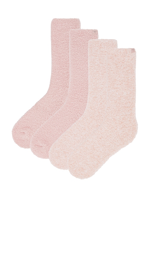 Shop Barefoot Dreams Cozychic 2 Pair Sock Set In Dusty Rose Multi