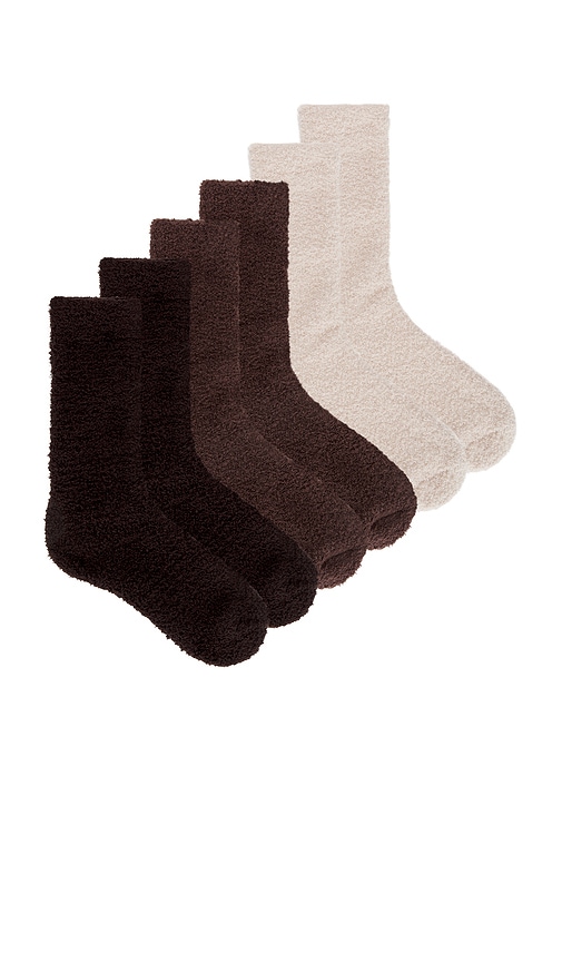 Shop Barefoot Dreams Cozychic 3 Pair Sock Set In Espresso Multi