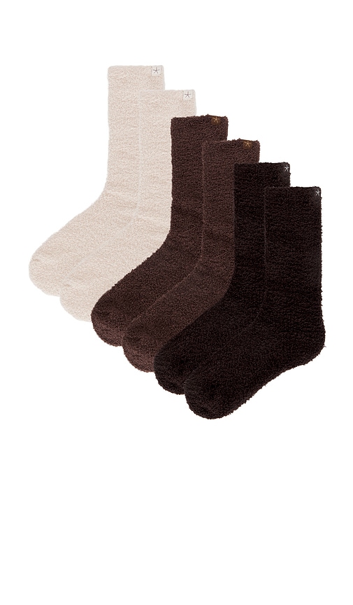 Shop Barefoot Dreams Cozychic 3 Pair Sock Set In Espresso Multi