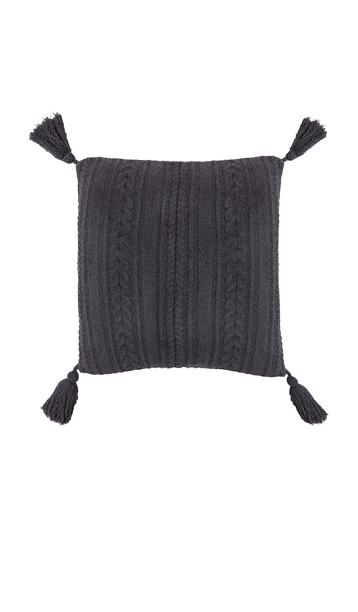Barefoot Dreams Cozychic Solid Cable Pillow With Tassels In Gray