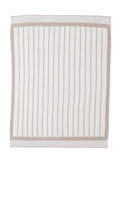 Barefoot Dreams Cozychic Border Stripe Throw In Sahara & Cream