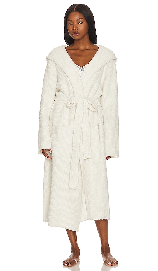 Shop Barefoot Dreams Cozychic Ribbed Hooded Robe In Cream