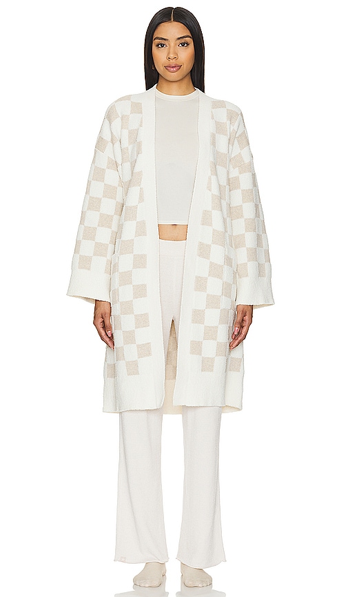 Shop Barefoot Dreams Cozychic Cotton Checkered Robe In Oatmeal & Cream