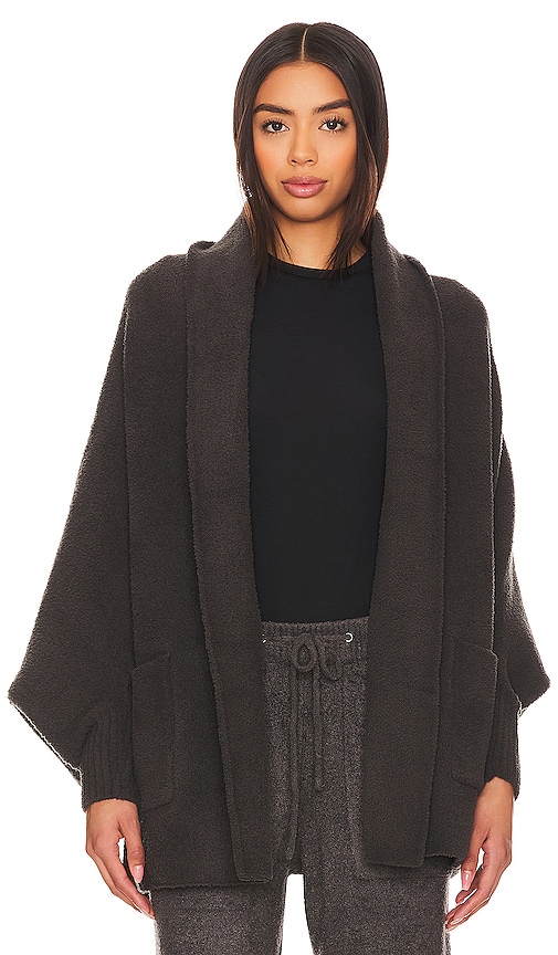 Barefoot Dreams Cozy Chic light Heathered Weekend Wrap Black