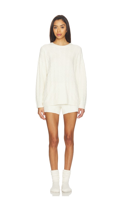 Barefoot Dreams X Revolve Cable Pullover And Short Set In White