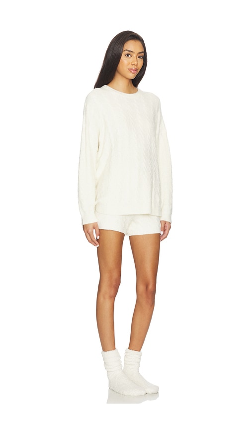 Barefoot Dreams X Revolve Cable Pullover And Short Set In White