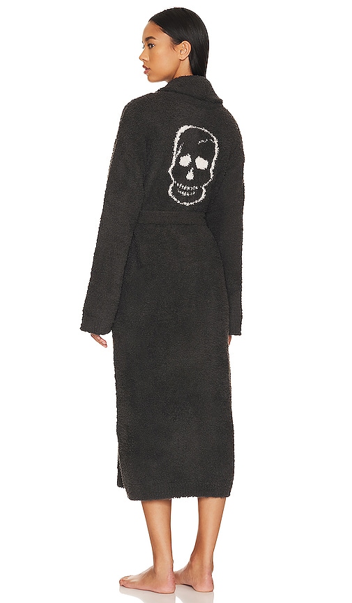 Shop Barefoot Dreams Cozychic Skull Robe In Carbon,almond