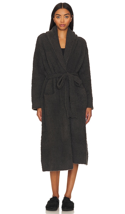 Barefoot Dreams Cozychic Shawl-collar Robe In Carbon