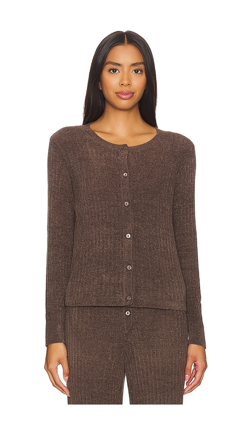 Shop Barefoot Dreams Cozychic Ultra Light Ribbed Button Cardigan In Java