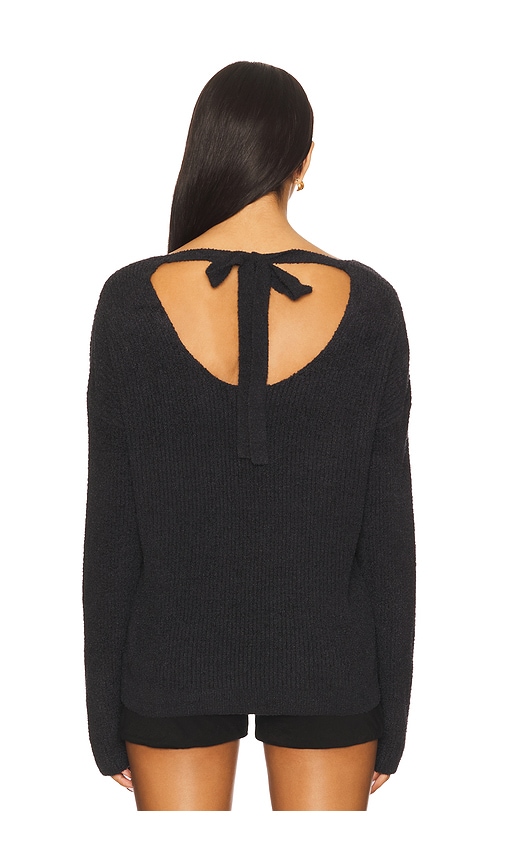  Barefoot Dreams Jersey De Canalé En V Con Lazo En La Espalda Ribbed V Pullover With Back Tie En Color Negro Talla S  (también En Xs). 