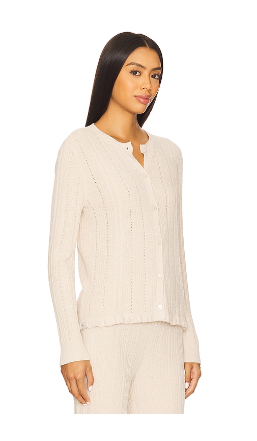 Barefoot Dreams Cozychic Ultra Lite Cable Knit Cardigan With Ruffle In Multi