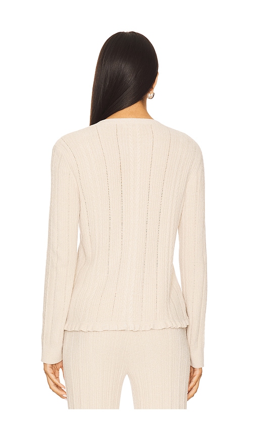 Barefoot Dreams Gilet Maille Torsadée Volantée Cable Knit Cardigan With Ruffle En Cream. Taille L. Also En Xs. 