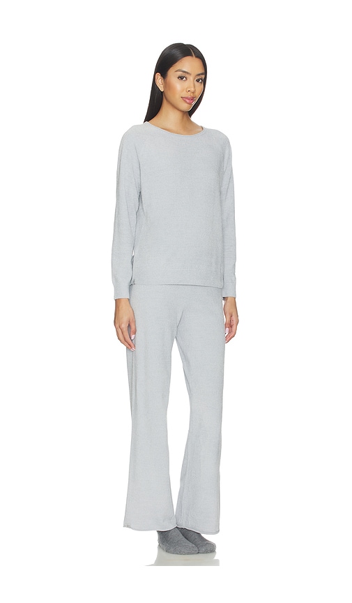  Barefoot Dreams Cozychic Jersey Roll Pullover & Wide Leg Pant Set In Light Grey. Taglia Xs. Also In S, L, Xl. 