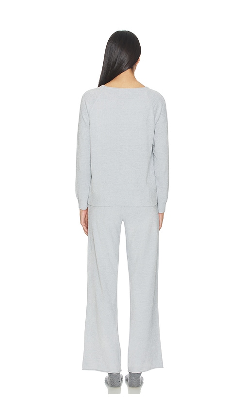  Barefoot Dreams Cozychic Jersey Roll Pullover & Wide Leg Pant Set In Light Grey. Taglia Xs. Also In S, M, L, Xl. 