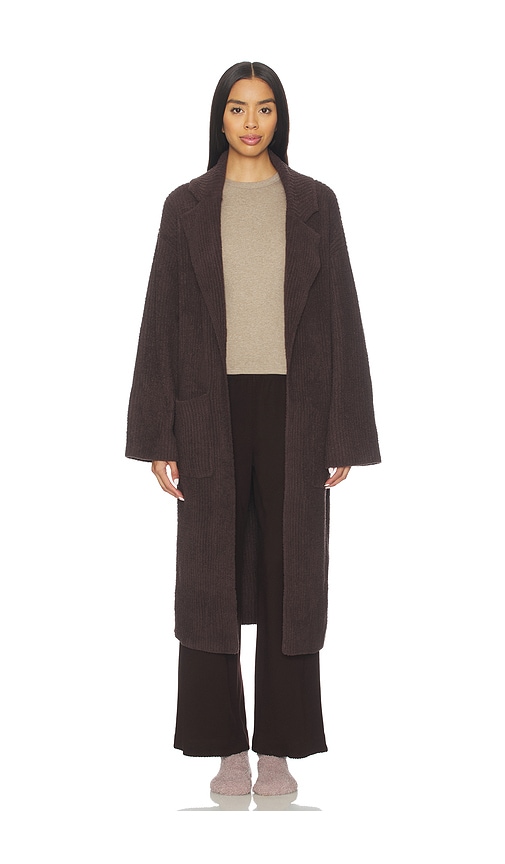 Barefoot Dreams Cozychic Cotton Rib Long Coat In Brown