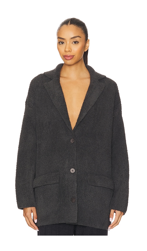 Barefoot Dreams Cozychic Rib Oversized Notch Collar Blazer Cozychic罗纹超大å�·ç¼ºå�£é¢†è¥¿è£…外套 €“ Ç¢³é»‘è‰ In Gray