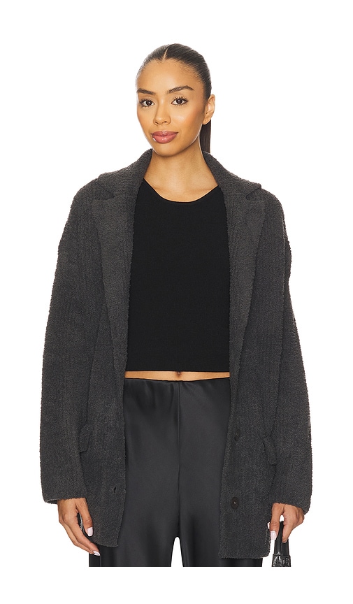 Barefoot Dreams Cozychic Rib Oversized Notch Collar Blazer Cozychic罗纹超大å�·ç¼ºå�£é¢†è¥¿è£…外套 €“ Ç¢³é»‘è‰ In Gray