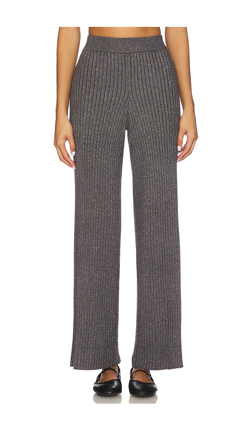 Barefoot Dreams Cozychic Ultra Lite Lurex Rib Wide Leg Pant In Gray