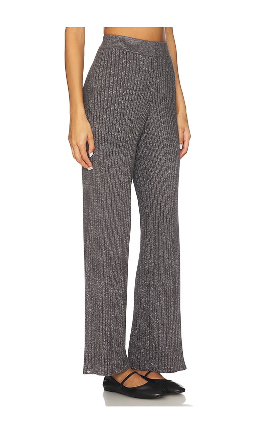 Barefoot Dreams Cozychic Ultra Lite Lurex Rib Wide Leg Pant In Gray