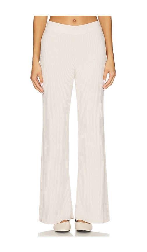 Barefoot Dreams Cozychic Ultra Lite Lurex Rib Wide Leg Pant In White