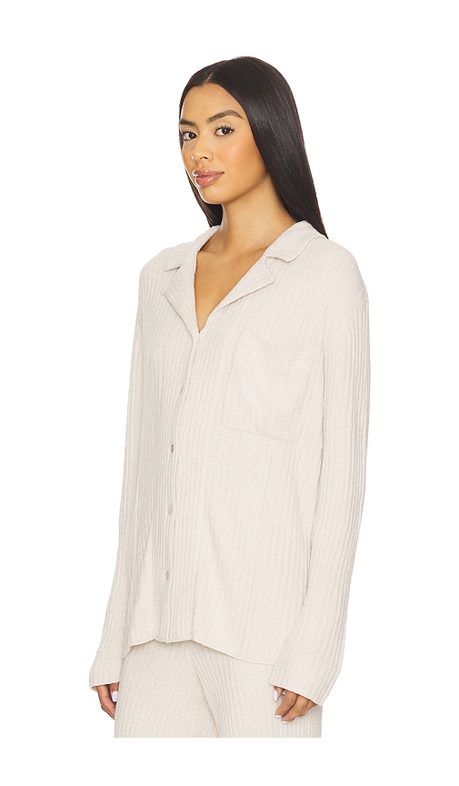  Barefoot Dreams Camisa Ultraligera De Canalé De Lúrex Con Botones En La Parte Delantera De Cosychic Cozychic Ultra Lite Lurex Rib Button Front Shirt E 