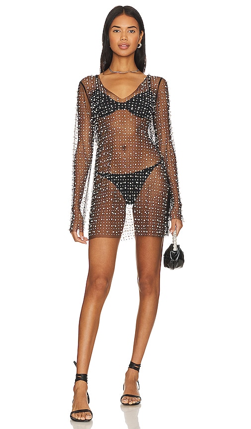 Beach Bunny Look and Glisten Pearl Mesh Top in Black