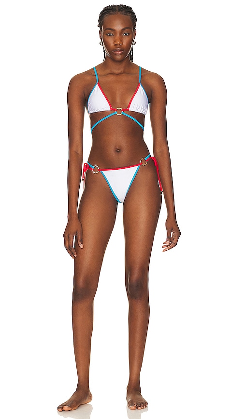 Beach Bunny Selena Skimpy Bikini Bottom in White, Red, & Blue