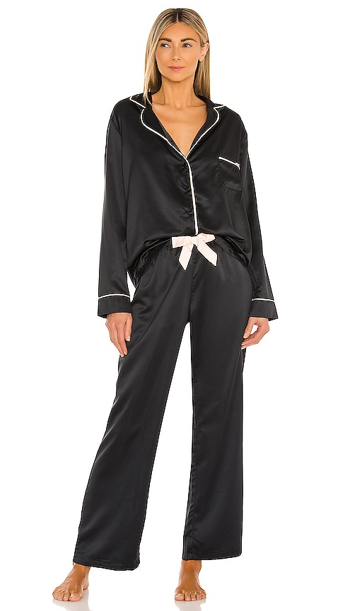 Bluebella Claudia Satin Pajamas set in black