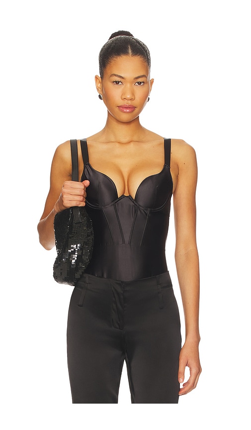 Bluebella Verona Luxury Satin Wired Push-up Bodysuit In Black