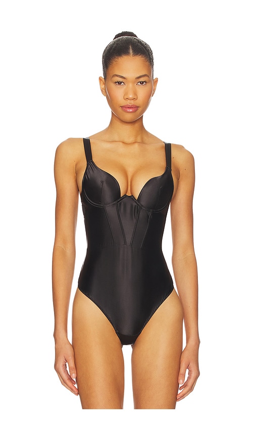Bluebella Verona Luxury Satin Wired Push-up Bodysuit In Black