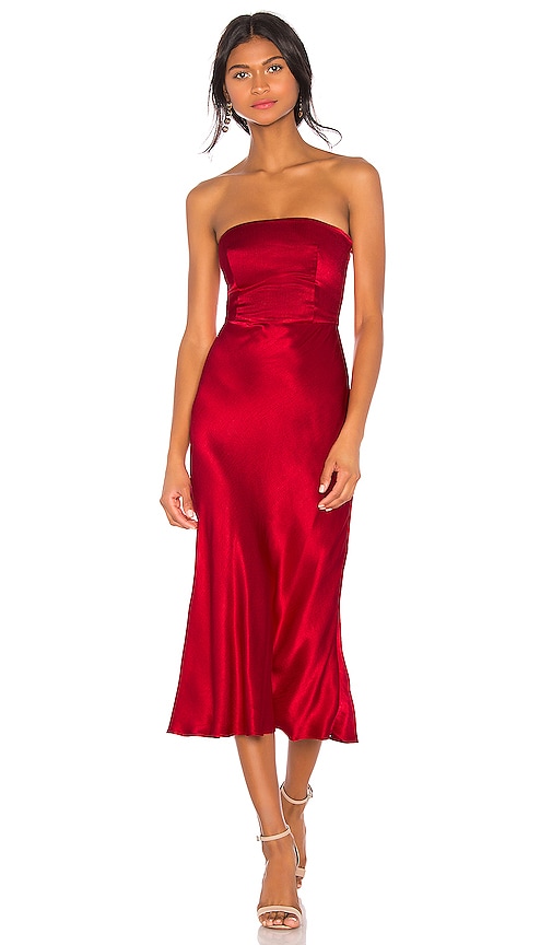 bec and bridge red strapless dress