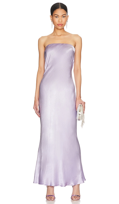 Shop Bec & Bridge Moondance Strapless Midi Dress In Lilac