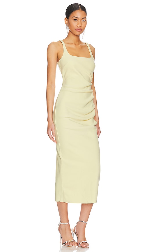 Shop Bec & Bridge Karina Tuck Midi Dress In Butter Yellow